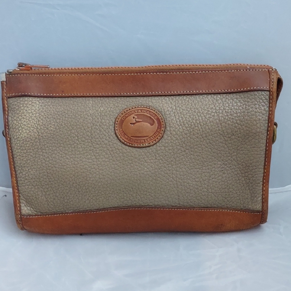 Vintage Dooney & Bourke Brown and Tan Leather Shoulder/Crossbody Bag